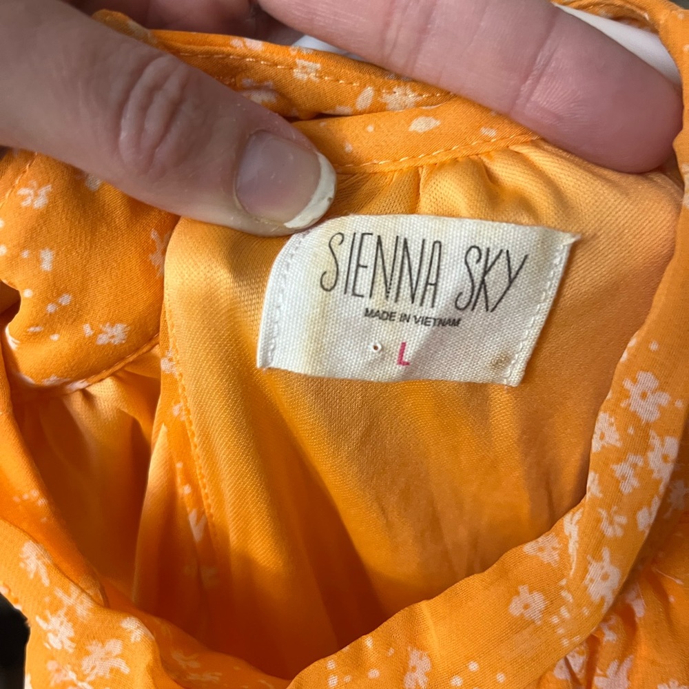 Bright orange with white flowers summer/spring dress